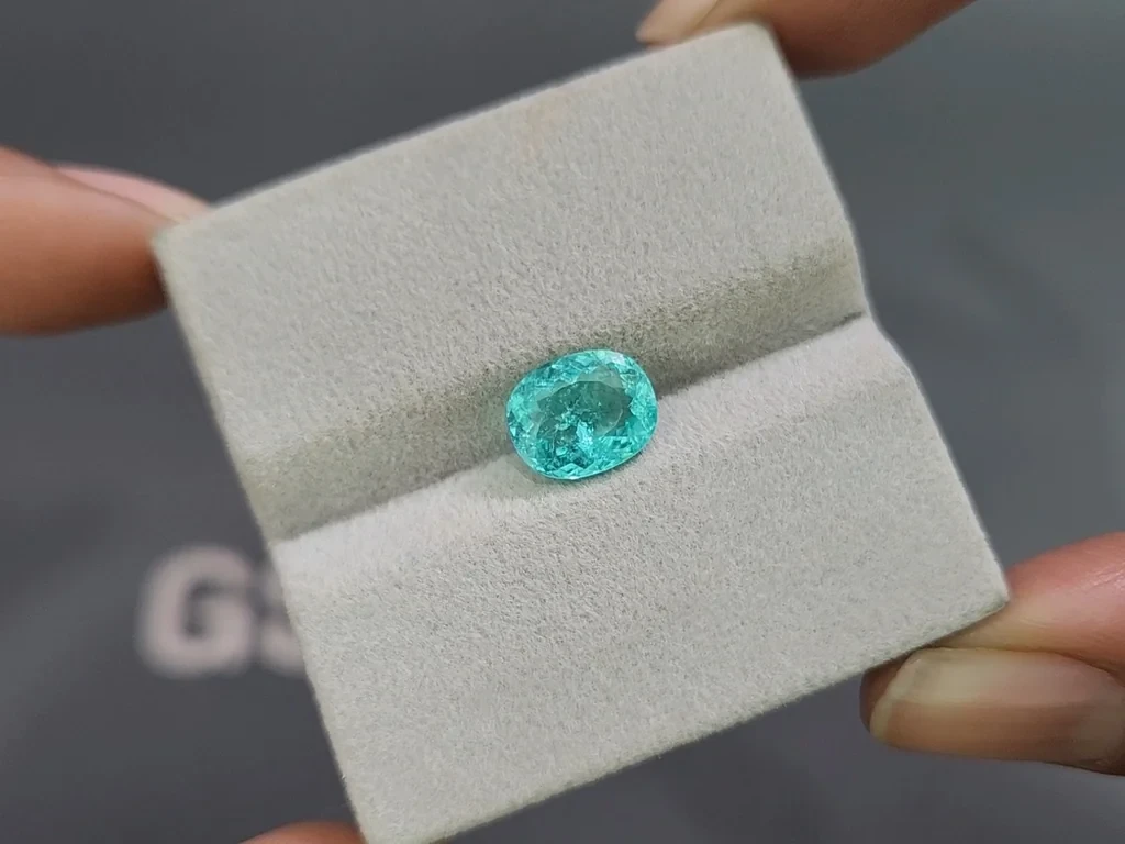 Neon blue Paraiba tourmaline in cushion cut  2.04 carats, Mozambique Image №4