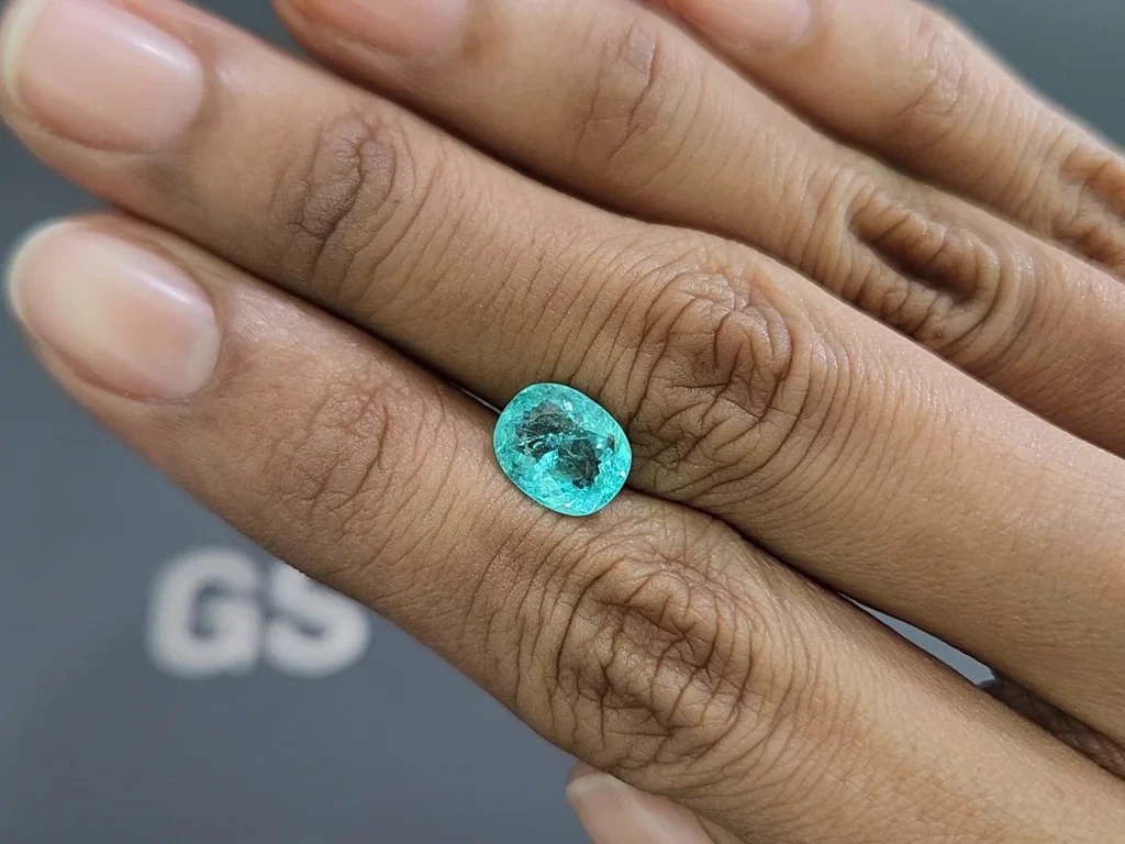Neon blue Paraiba tourmaline in cushion cut  2.04 carats, Mozambique Image №2