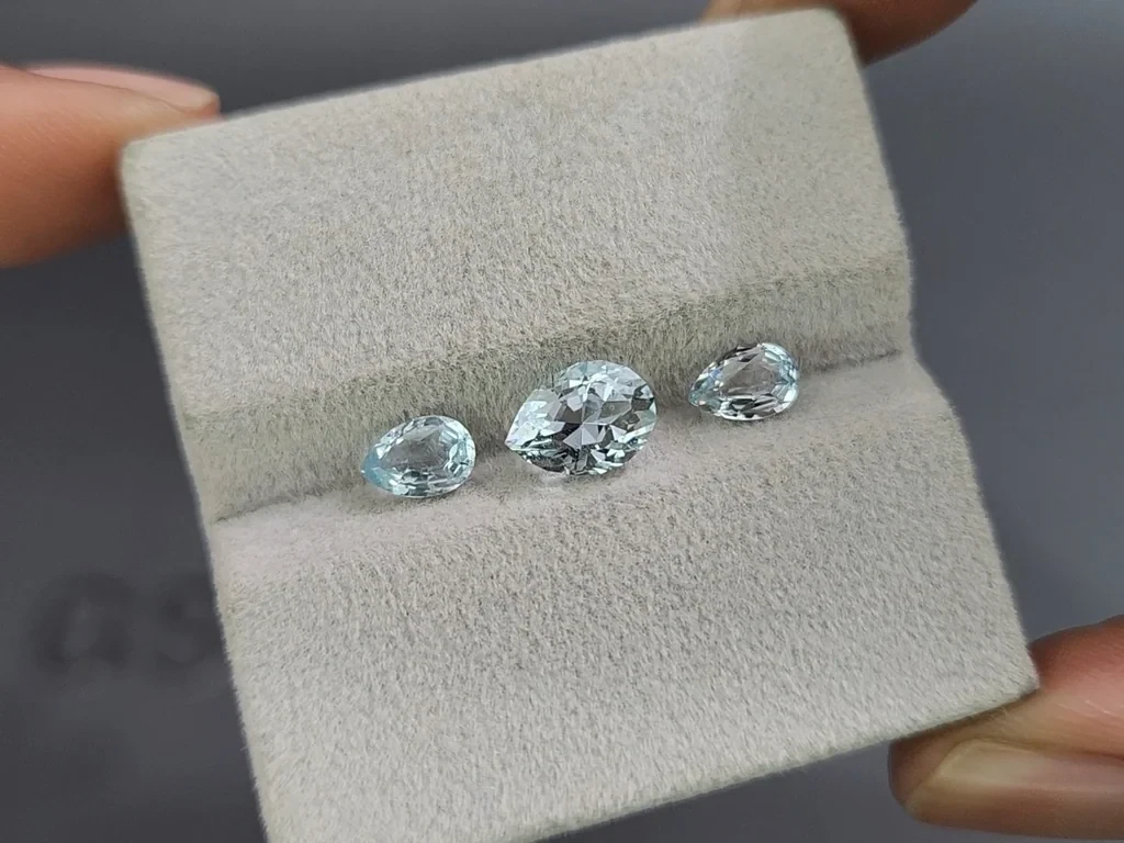 Set of aquamarines in pear cut 1.96 carats, Madagascar Image №5