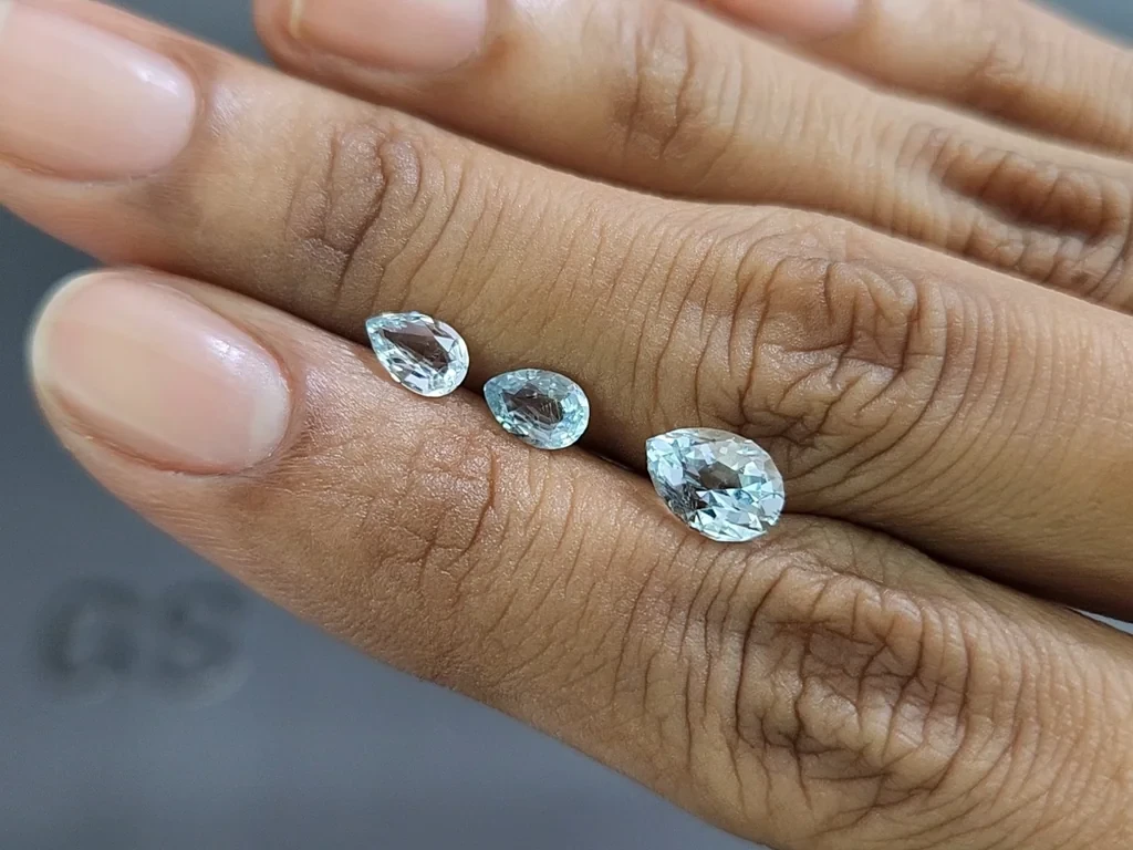 Set of aquamarines in pear cut 1.96 carats, Madagascar Image №2