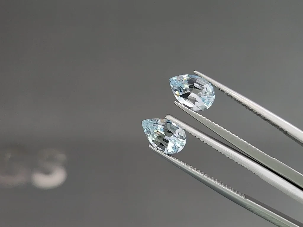 Set of aquamarines pear cut 4.10 carats, Madagascar Image №4