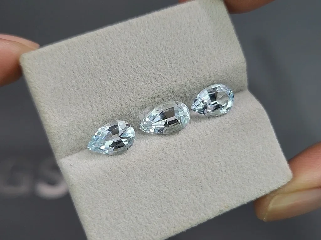 Set of aquamarines pear cut 4.10 carats, Madagascar Image №5