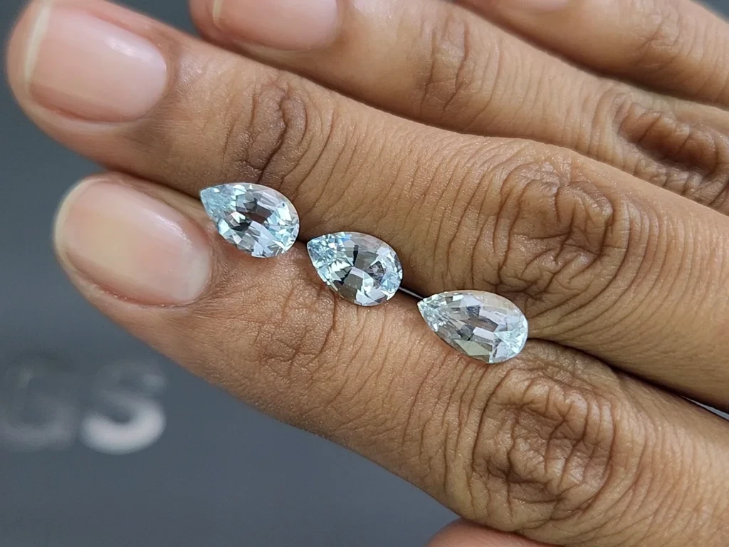 Set of aquamarines pear cut 4.10 carats, Madagascar Image №2