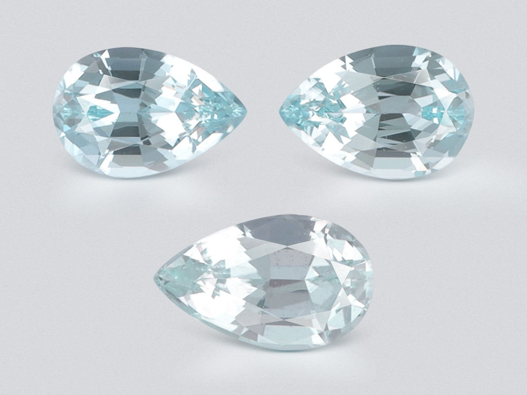 Set of aquamarines pear cut 4.10 carats, Madagascar Image №1