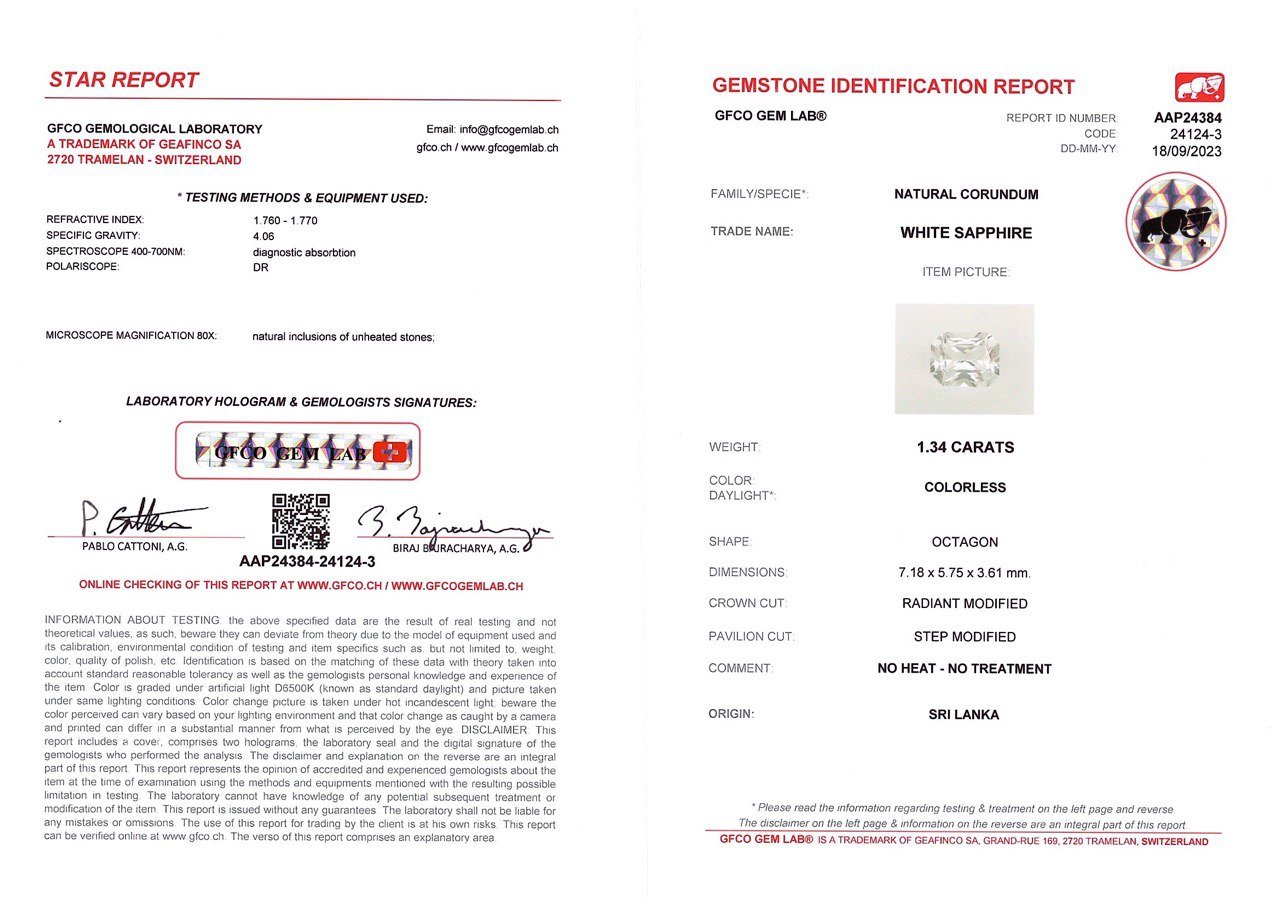 White sapphire 1.34 ct in radiant cut, Sri Lanka Image №4