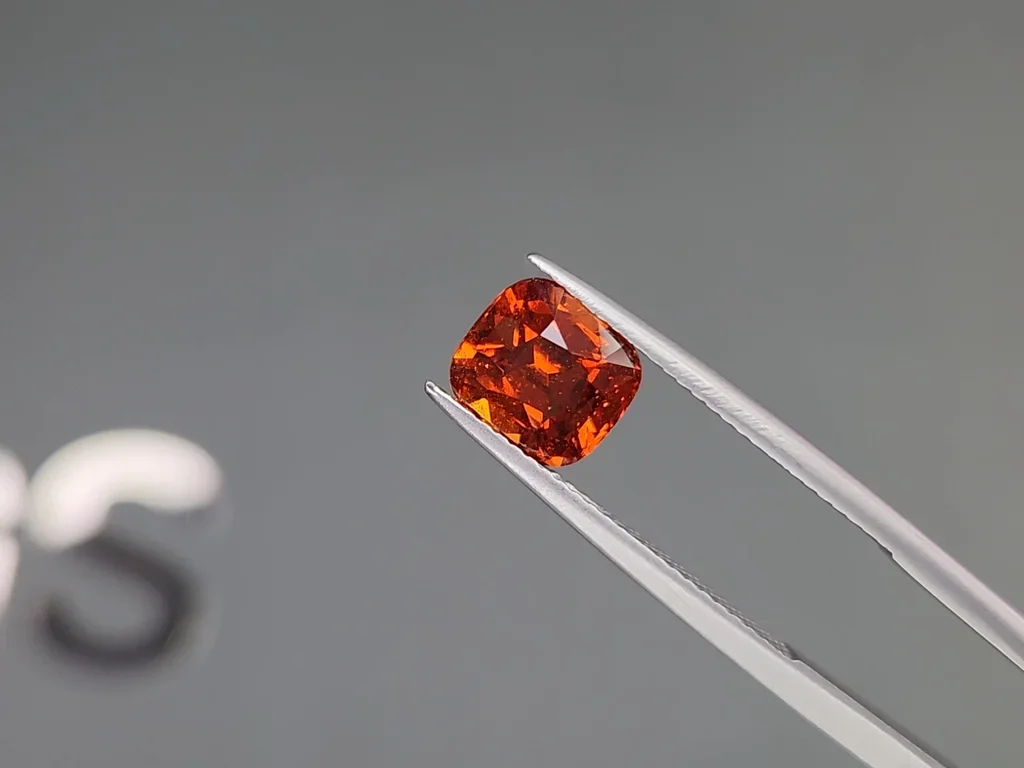 Orange cushion cut spessartine garnet 3.15 carats, Africa Image №3