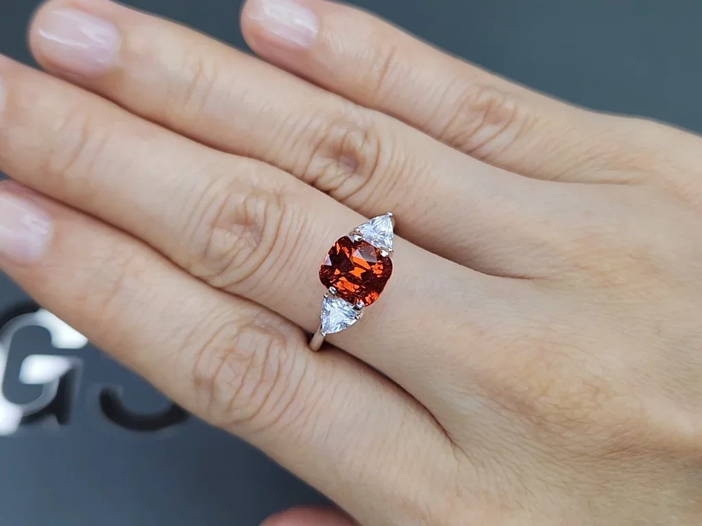 Orange cushion cut spessartine garnet 3.15 carats, Africa Image №5