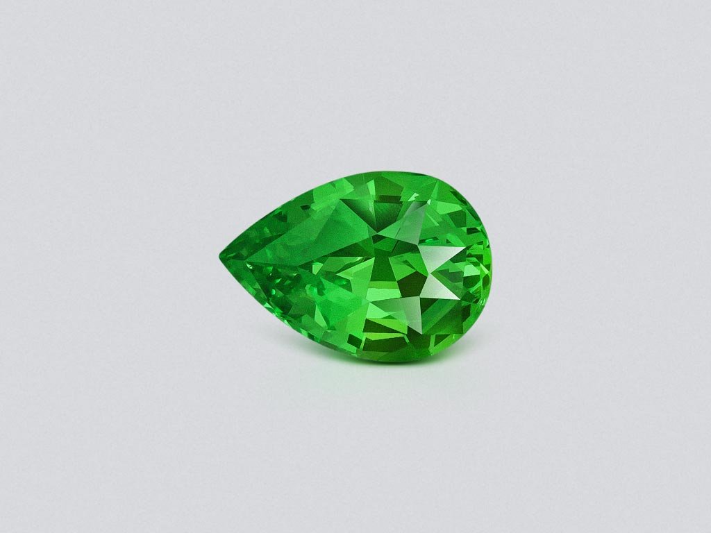 Intense Green tsavorite garnet in pear cut 1.50 carats, Tanzania Image №1