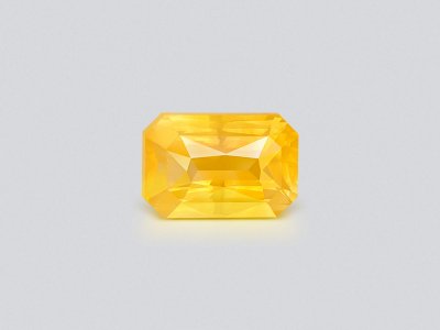 Vivid Yellow sapphire with silk effect in radiant cut 2.50 carats, Sri Lanka photo