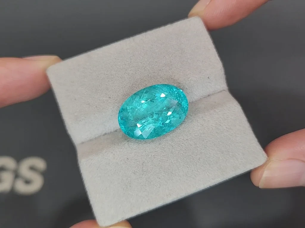 Neon blue tourmaline Paraiba oval cut 11.74 carats, Africa Image №4