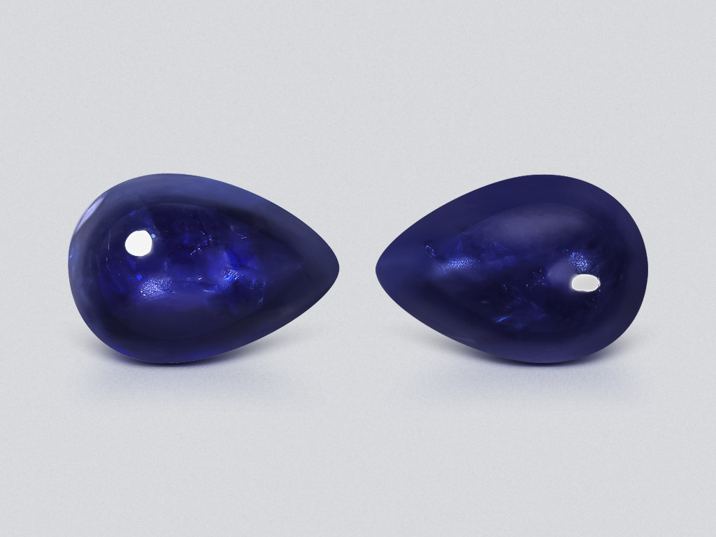 Pair of unheated blue sapphires cut cabochon 5.00 carats, Burma Image №1