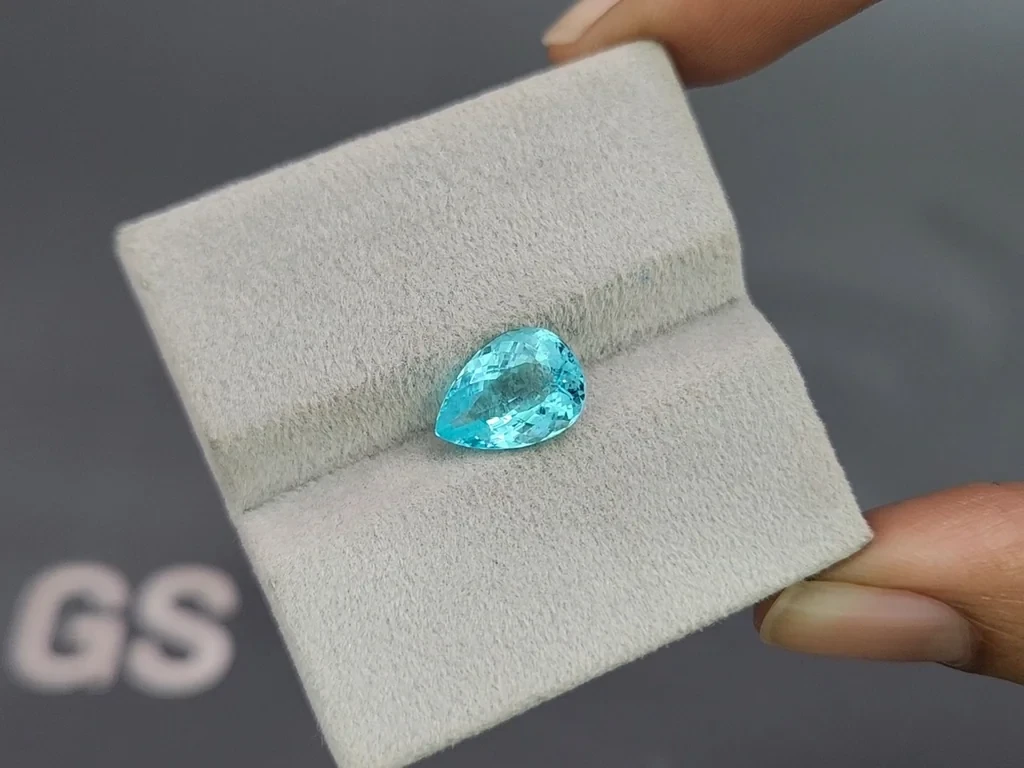 Neon blue Paraiba tourmaline pear cut 2.64 carats, Mozambique Image №4
