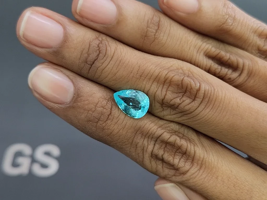 Neon blue Paraiba tourmaline pear cut 2.64 carats, Mozambique Image №2