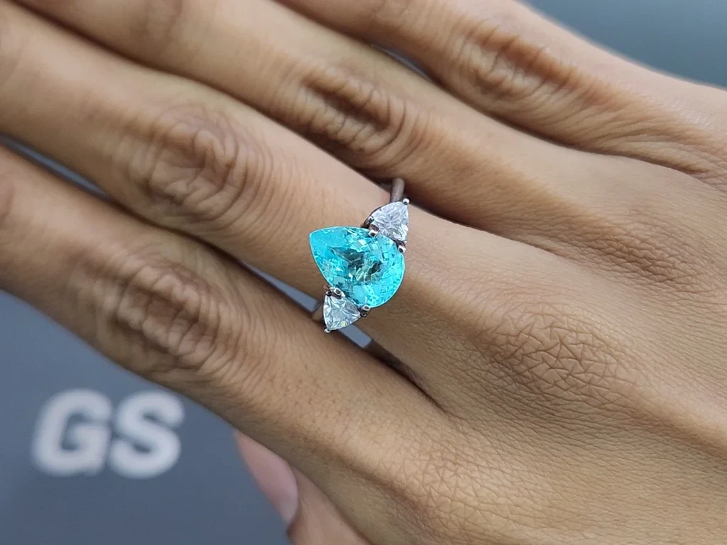 Neon blue Paraiba tourmaline pear cut 2.64 carats, Mozambique Image №5